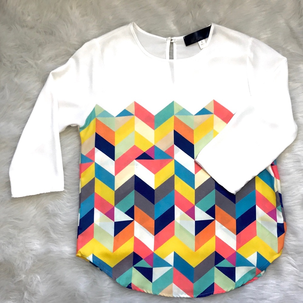 Francesca’s Blue Rain cropped sleeve blouse